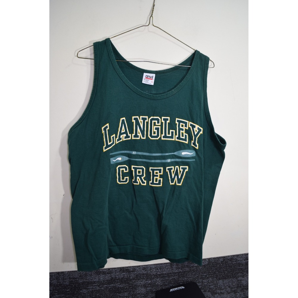 Vintage Langley High School McLean VA Rowing Crew Tank Top Mens L CIA Green